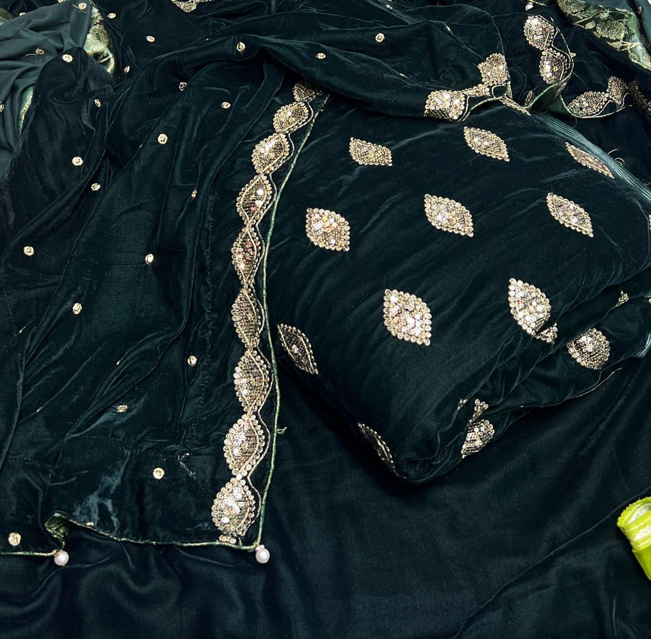 Valvet Embroidered 3 Piece Suit