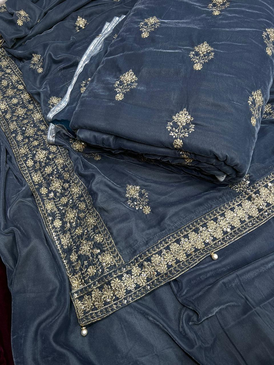 Valvet Embroidered 3 Piece Suit