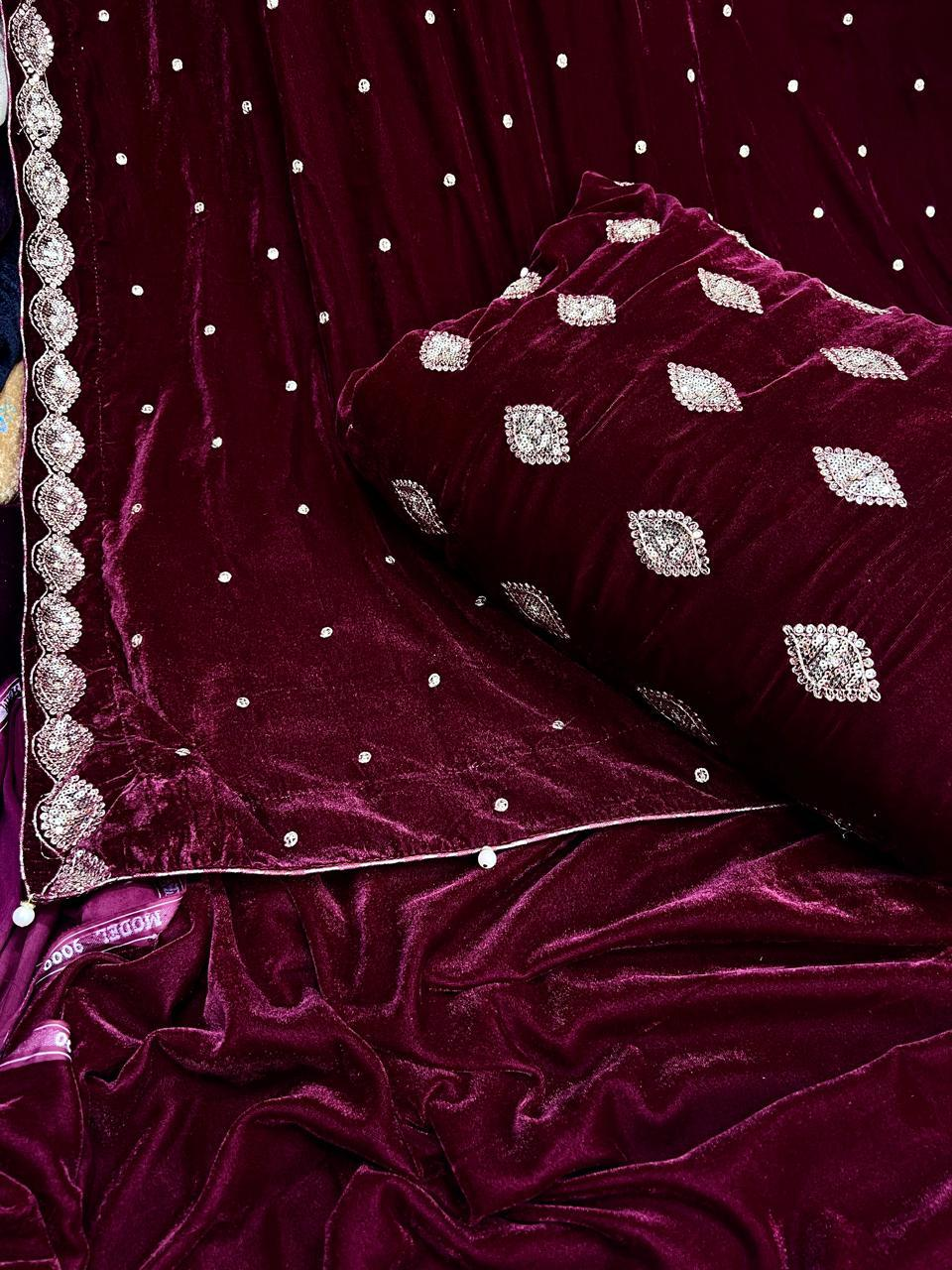 Valvet Embroidered 3 Piece Suit