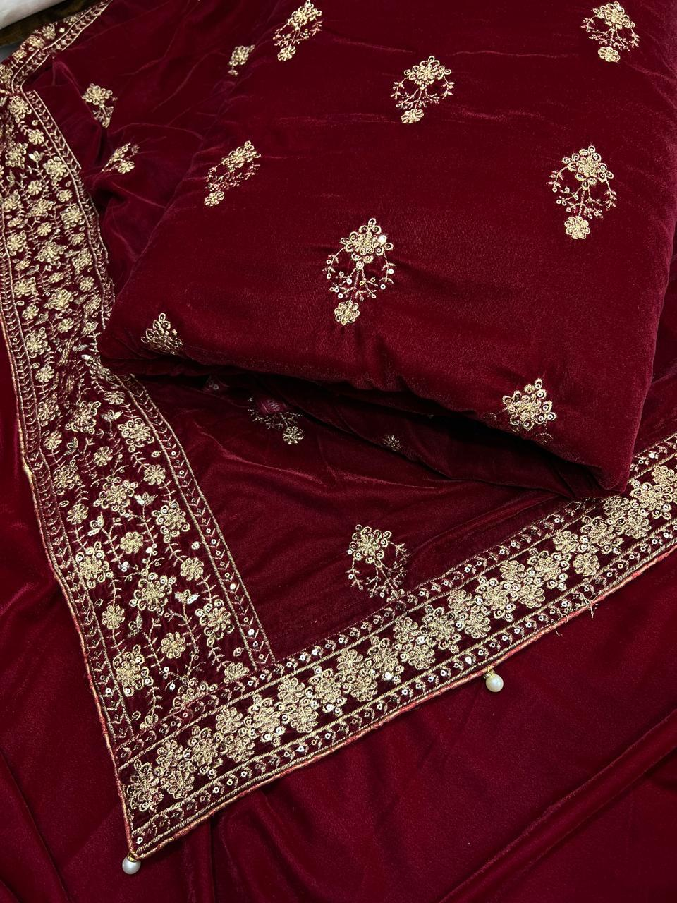 Valvet Embroidered 3 Piece Suit