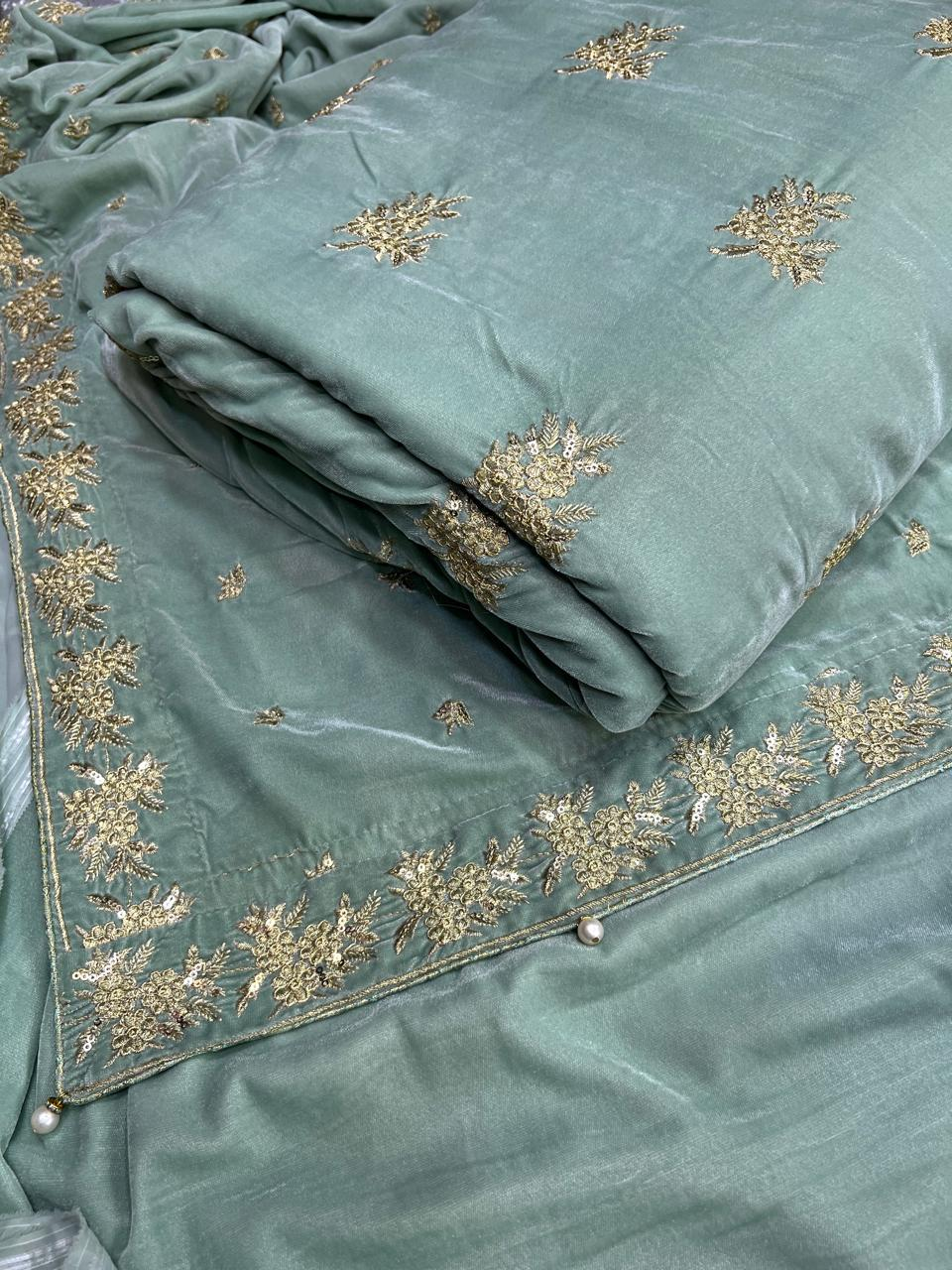 Valvet Embroidered 3 Piece Suit